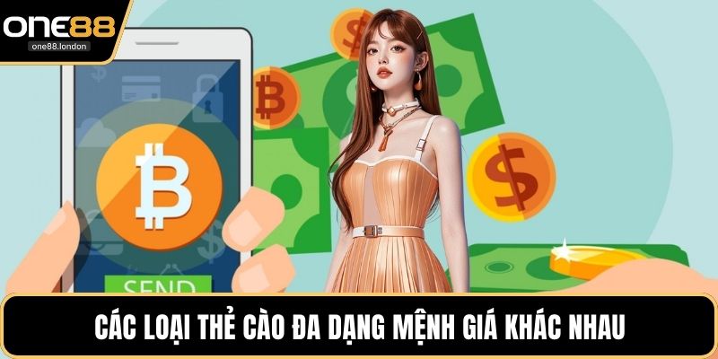Các loại thẻ cào đa dạng mệnh giá khác nhau